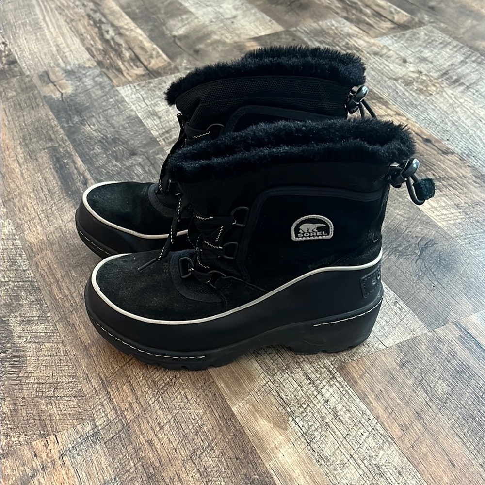 Sorel Black Winter Rain Boots with Plush Lining